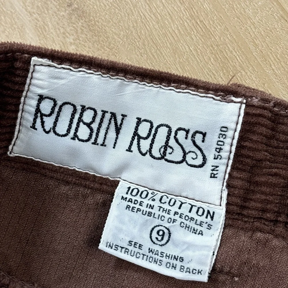 Y2K Brown Corduroy Size 9 Pants 24x29 High Waist Wide Leg Mom Zipper Pockets
